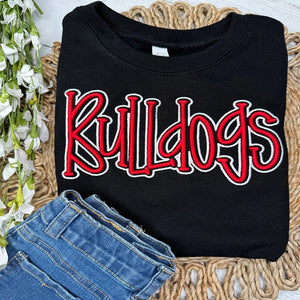 Bulldog Puff Embroidery Game Day Fan Sweatshirt - Petite & Sassy Designs