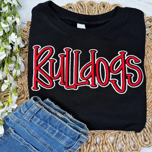 Bulldog Puff Embroidery Game Day Fan Sweatshirt - Petite & Sassy Designs
