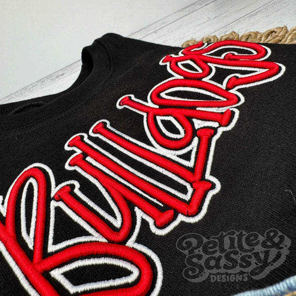 Bulldog Puff Embroidery Game Day Fan Sweatshirt - Petite & Sassy Designs