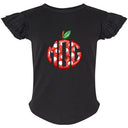 Dotted Apple Monogram Flutter Sleeve T-shirt - Petite & Sassy Designs