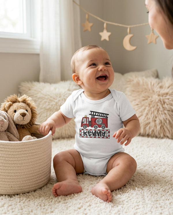 Personalized Firetruck Bodysuit