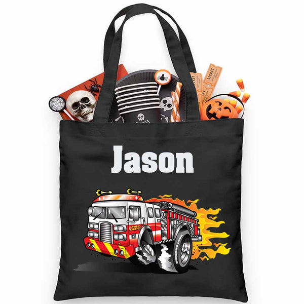 In a Hurry Firetruck Trick or Treat Bag - Petite & Sassy Designs