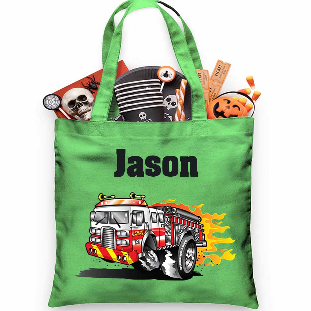 In a Hurry Firetruck Trick or Treat Bag - Petite & Sassy Designs