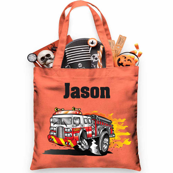 In a Hurry Firetruck Trick or Treat Bag - Petite & Sassy Designs