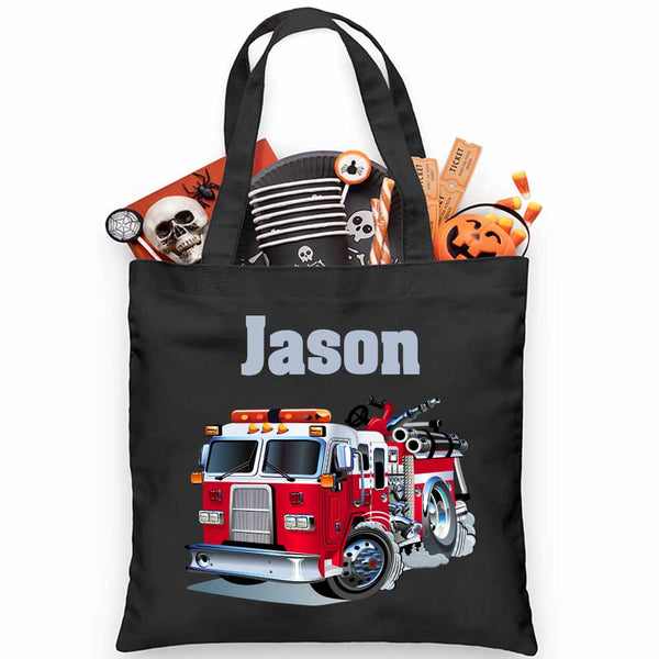 Firetruck Trick or Treat Bag - Petite & Sassy Designs