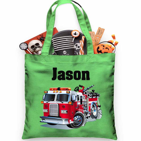 Firetruck Trick or Treat Bag - Petite & Sassy Designs