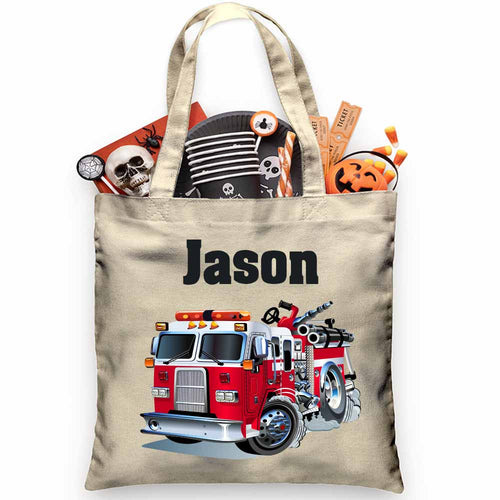 Firetruck Trick or Treat Bag - Petite & Sassy Designs