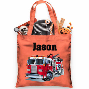 Firetruck Trick or Treat Bag - Petite & Sassy Designs