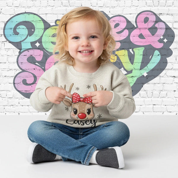 Personalized Christmas Reindeer Sweatshirt - Petite & Sassy Designs
