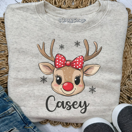 Personalized Christmas Reindeer Sweatshirt - Petite & Sassy Designs