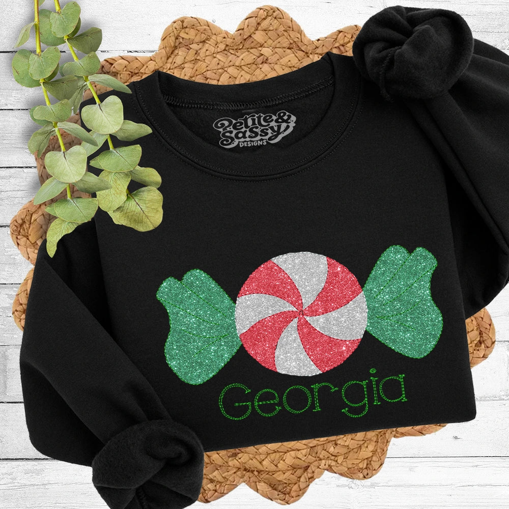 Glitter Peppermint Sweatshirt