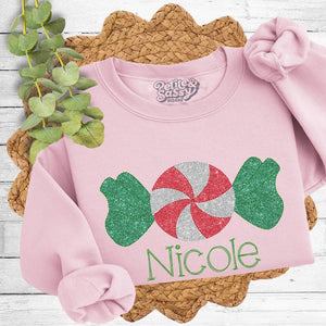 Glitter Peppermint Sweatshirt - Petite & Sassy Designs