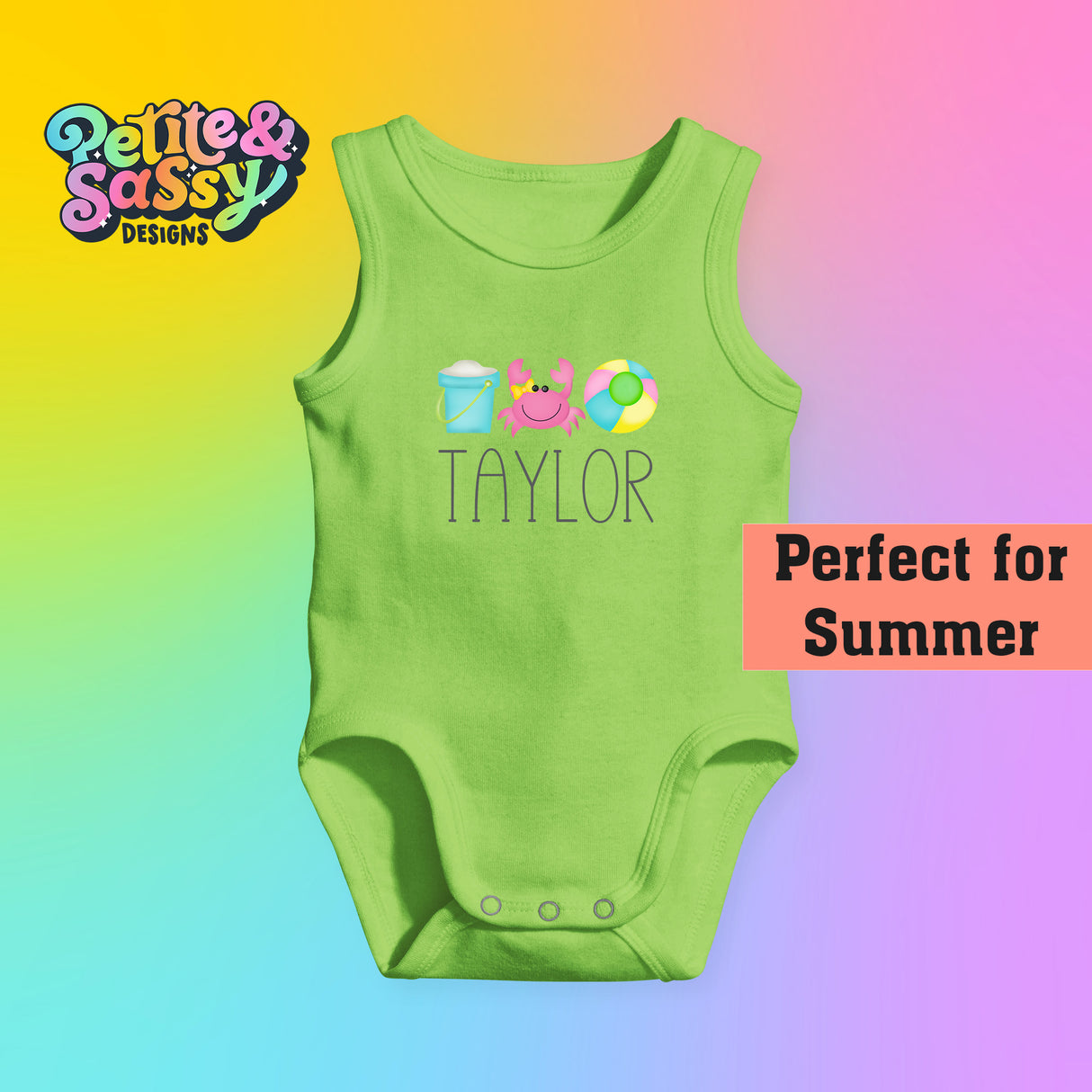 Personalized Beach Trio Tank Bodysuit