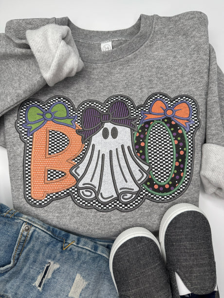 BOO Faux Applique Sweatshirt - Petite & Sassy Designs