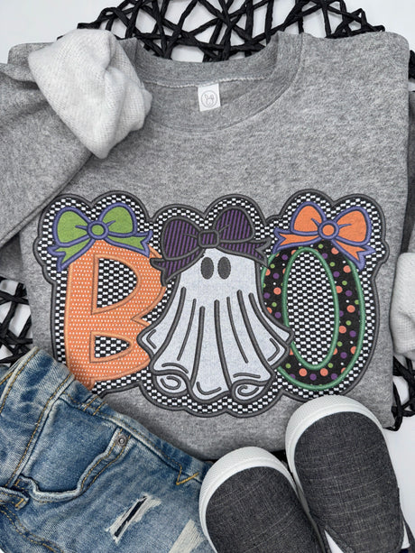 BOO Faux Applique Sweatshirt - Petite & Sassy Designs
