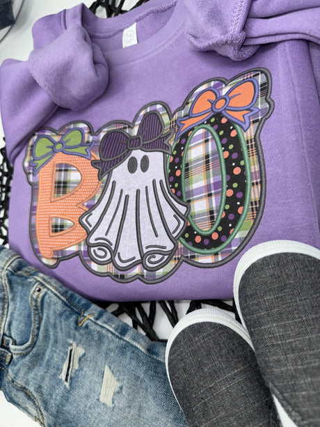 BOO Faux Applique Sweatshirt - Petite & Sassy Designs