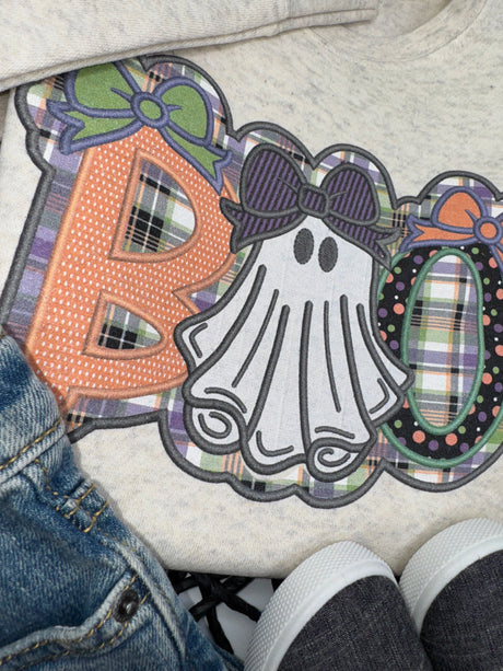 BOO Faux Applique Sweatshirt - Petite & Sassy Designs