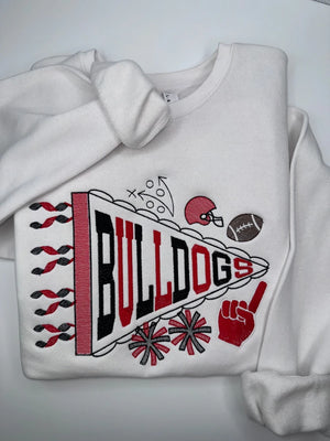 Embroidered Bulldogs Pennant Sweatshirt - Petite & Sassy Designs