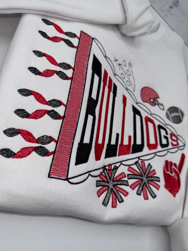 Embroidered Bulldogs Pennant Sweatshirt - Petite & Sassy Designs
