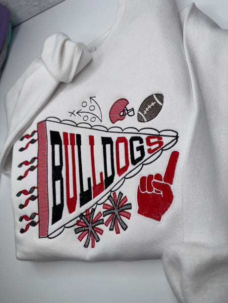 Embroidered Bulldogs Pennant Sweatshirt