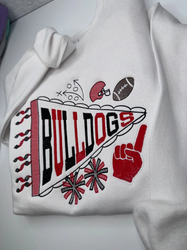Embroidered Bulldogs Pennant Sweatshirt - Petite & Sassy Designs