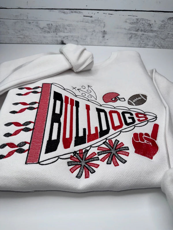 Embroidered Bulldogs Pennant Sweatshirt - Petite & Sassy Designs