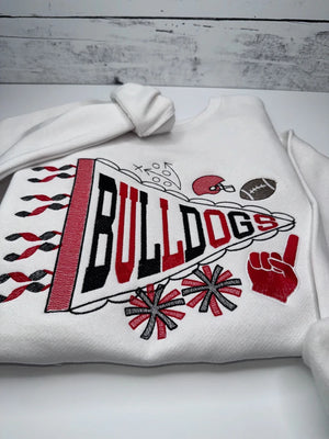 Embroidered Bulldogs Pennant Sweatshirt - Petite & Sassy Designs
