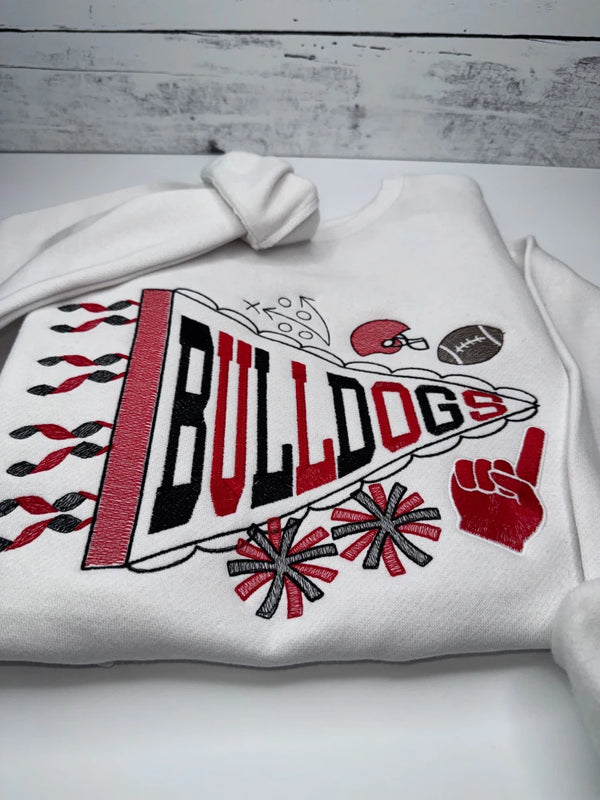 Embroidered Bulldogs Pennant Sweatshirt - Petite & Sassy Designs
