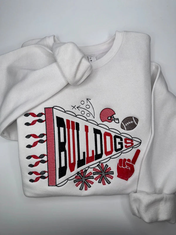 Embroidered Bulldogs Pennant Sweatshirt - Petite & Sassy Designs