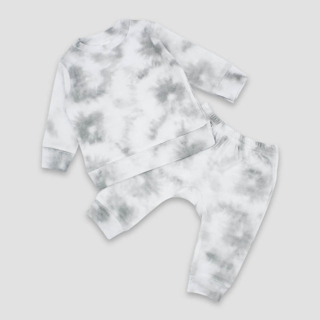 Infant jogger set in smoke tie dye