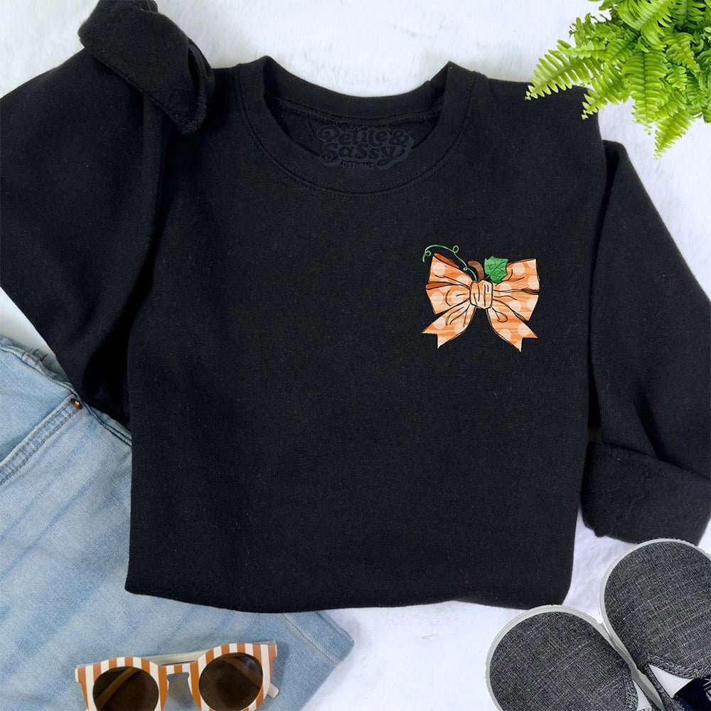 Pumpkin Bow Sweatshirt - Petite & Sassy Designs