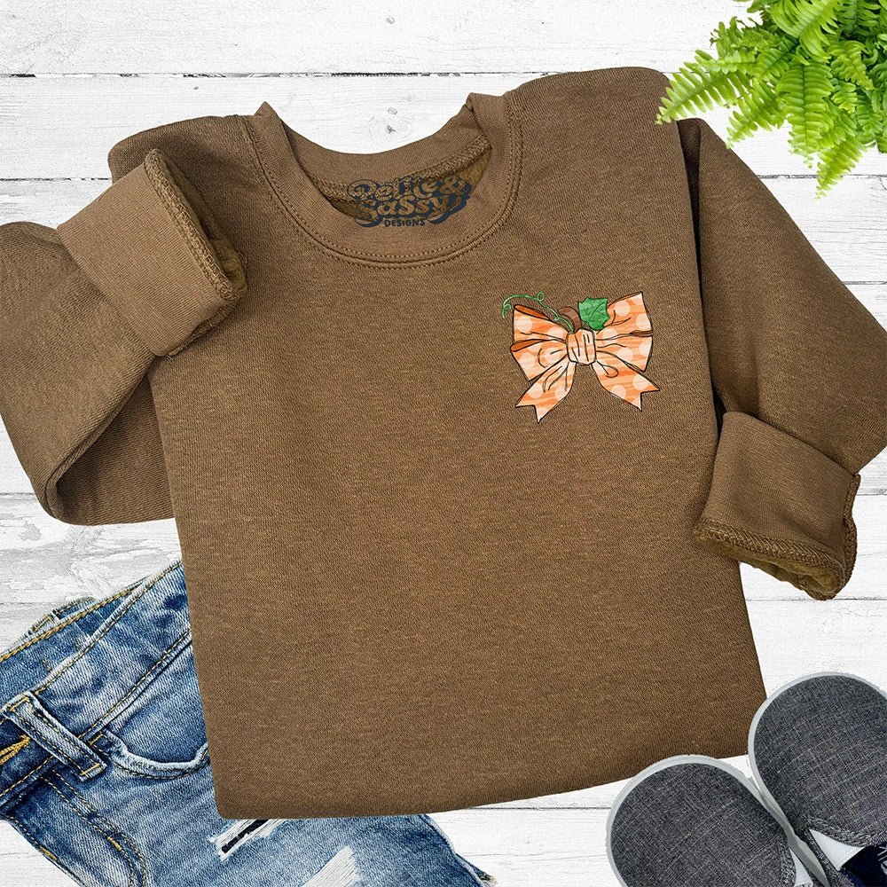 Pumpkin Bow Sweatshirt - Petite & Sassy Designs