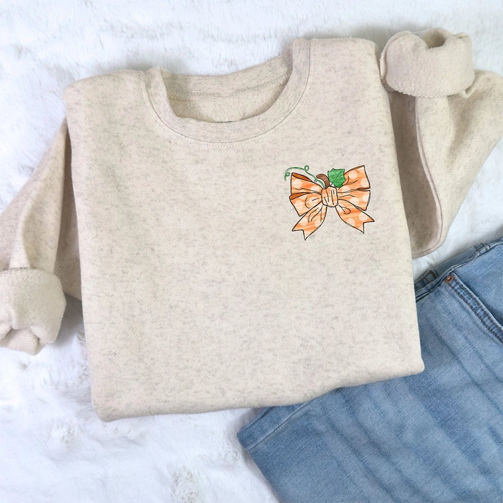 Pumpkin Bow Sweatshirt - Petite & Sassy Designs