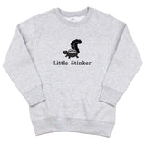 Little Stinker Toddler Embroidered Heather Gray Sweatshirt | Fringe-Tailed Skunk