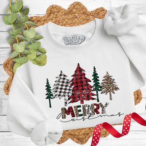 Merry Christmas Plaid Trees Sweatshirt - Petite & Sassy Designs