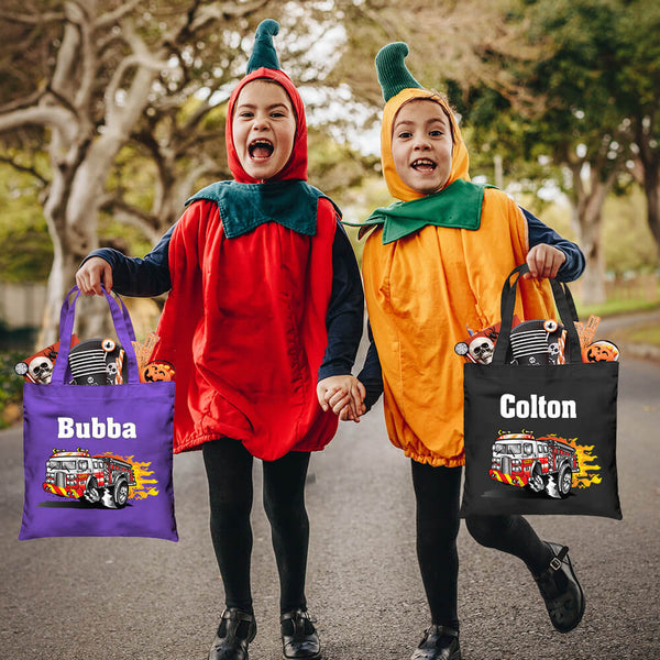 In a Hurry Firetruck Trick or Treat Bag - Petite & Sassy Designs