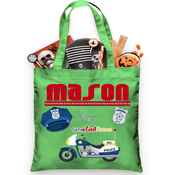 Motorcycle Cop Trick or Treat Bag - Petite & Sassy Designs