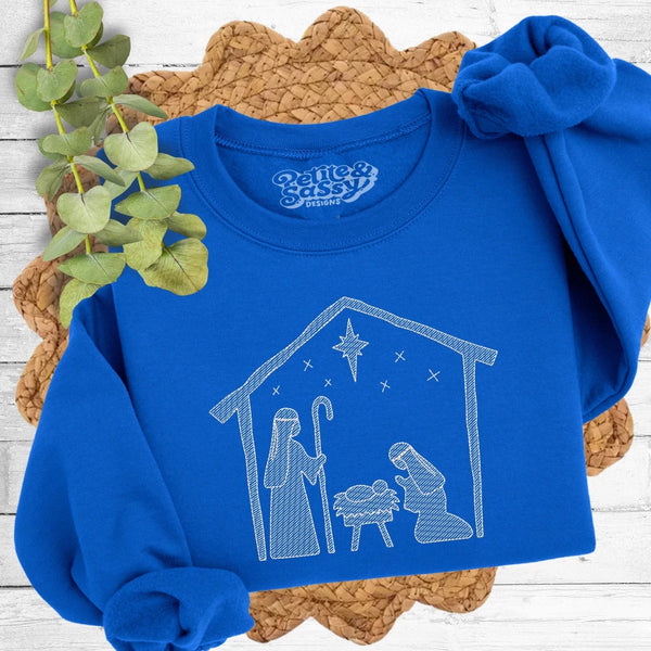 Christmas Nativity Scene Sweatshirt - Petite & Sassy Designs