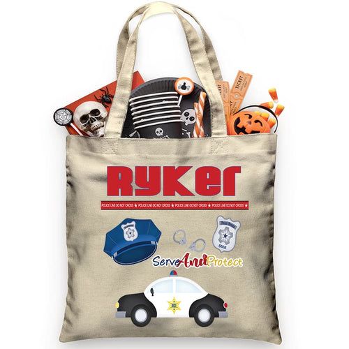 Police Patrol Car Trick or Treat Bag - Petite & Sassy Designs