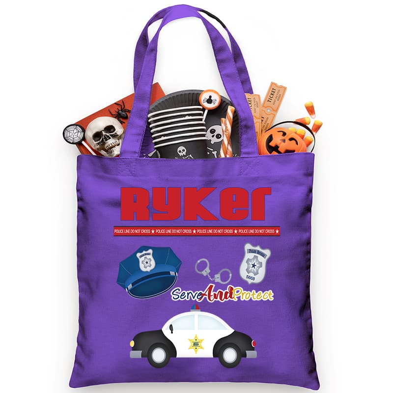 Police Patrol Car Trick or Treat Bag - Petite & Sassy Designs