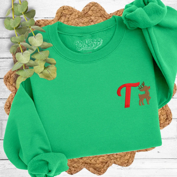 Reindeer Embroidered Monogram Sweatshirt - Petite & Sassy Designs