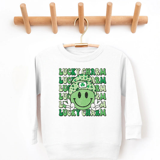 Lucky charm smiley green st patricks day sweatshirt for kids