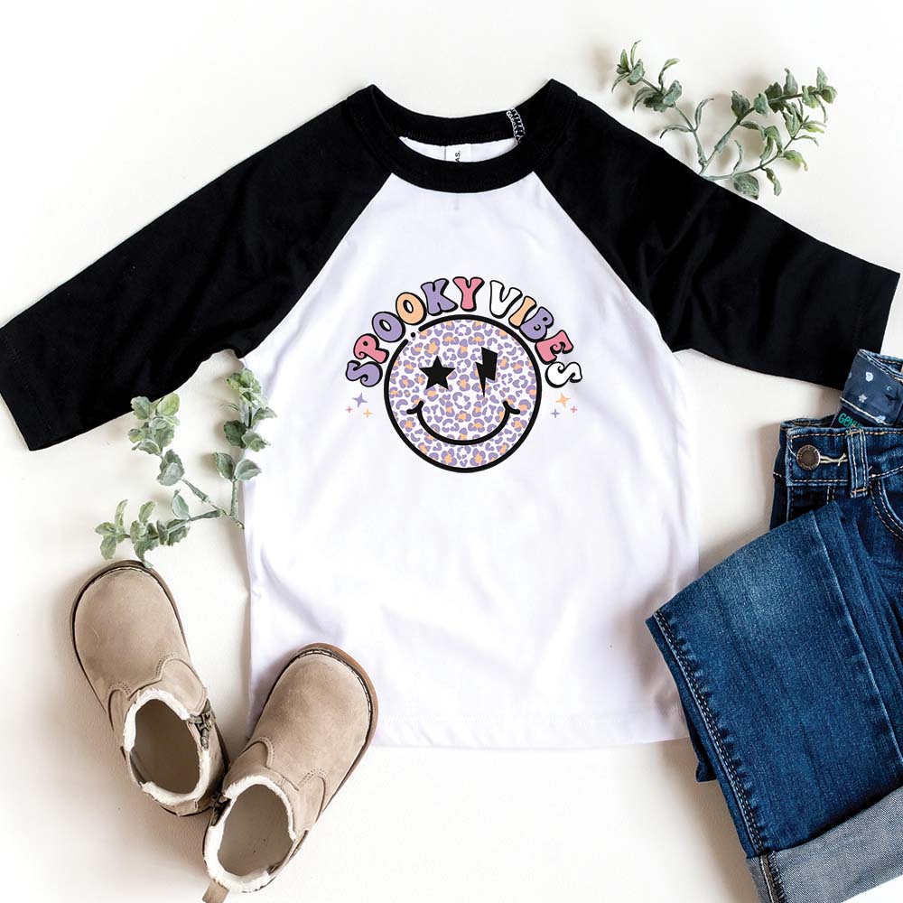 Spooky Vibes Smiley Kids Raglan