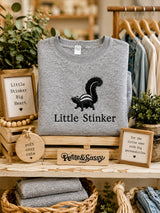 Little Stinker Toddler Embroidered Heather Gray Sweatshirt | Fringe-Tailed Skunk