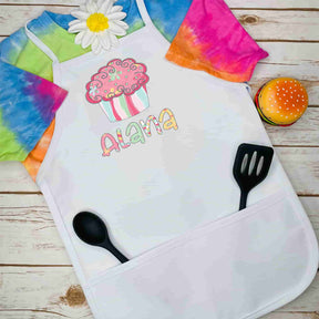 Personalized Kids Apron Cupcake Patterned Name Apron - Petite & Sassy Designs