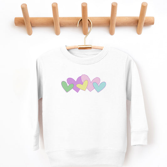 Faux Embroidery Hearts Sweatshirt