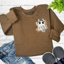 Left Chest Ghost with Bow Sweatshirt - Petite & Sassy Designs