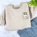 Left Chest Ghost with Bow Sweatshirt - Petite & Sassy Designs