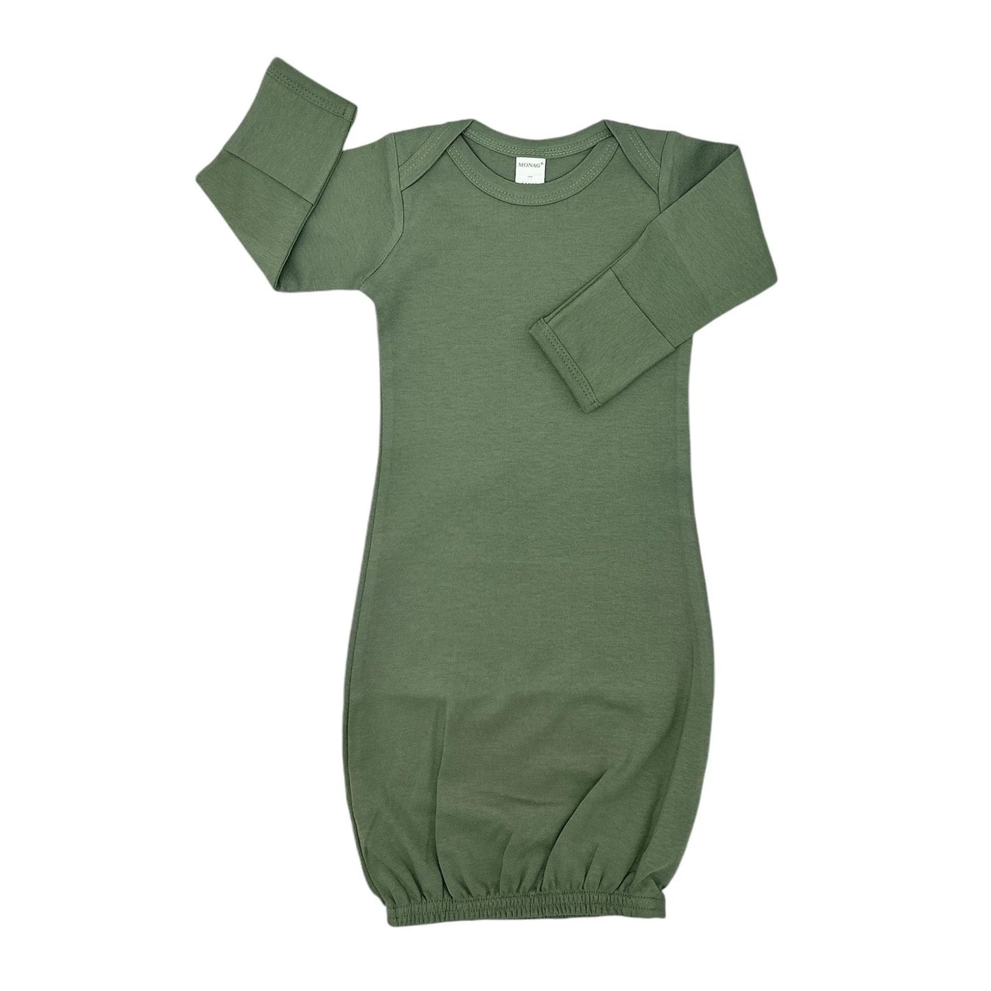 Long Sleeve Organic Baby Gown in Cactus Green - Petite & Sassy Designs