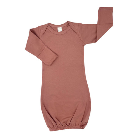 Long Sleeve Organic Baby Gown in Mauve - Petite & Sassy Designs